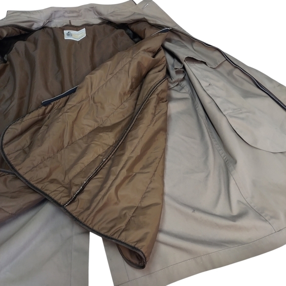 London Fog Men's Brown Tan Removable Liner Trench Coat Size 42 - Picture 7 of 13